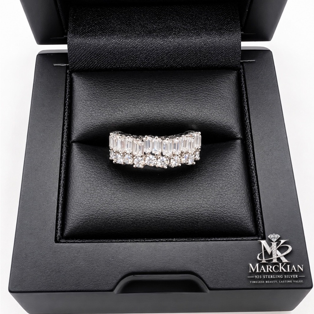925 Sterling Silver 2.00CTW MOISSANITE Eternity Band Ring Size 9
